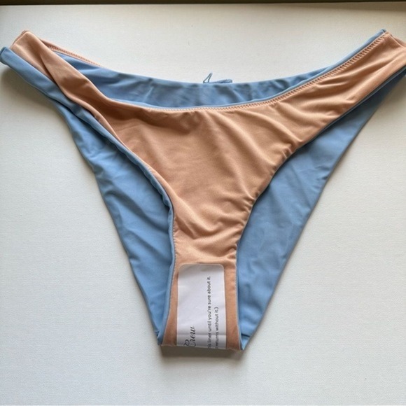 J. Crew Curved-Waist Cheeky Bikini Bottom - Blue Mist, Size Medium - Picture 5 of 8